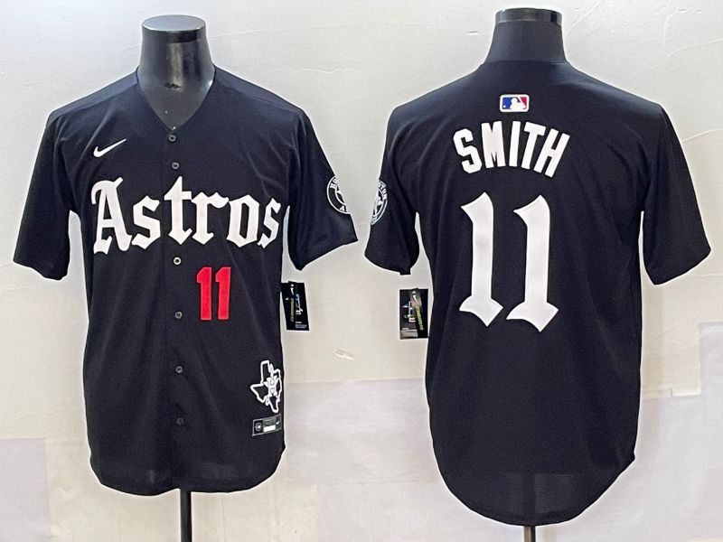 Men 2025 Houston Astros #11 Smith Black Five generations Joint Name Nike MLB Jersey style 35